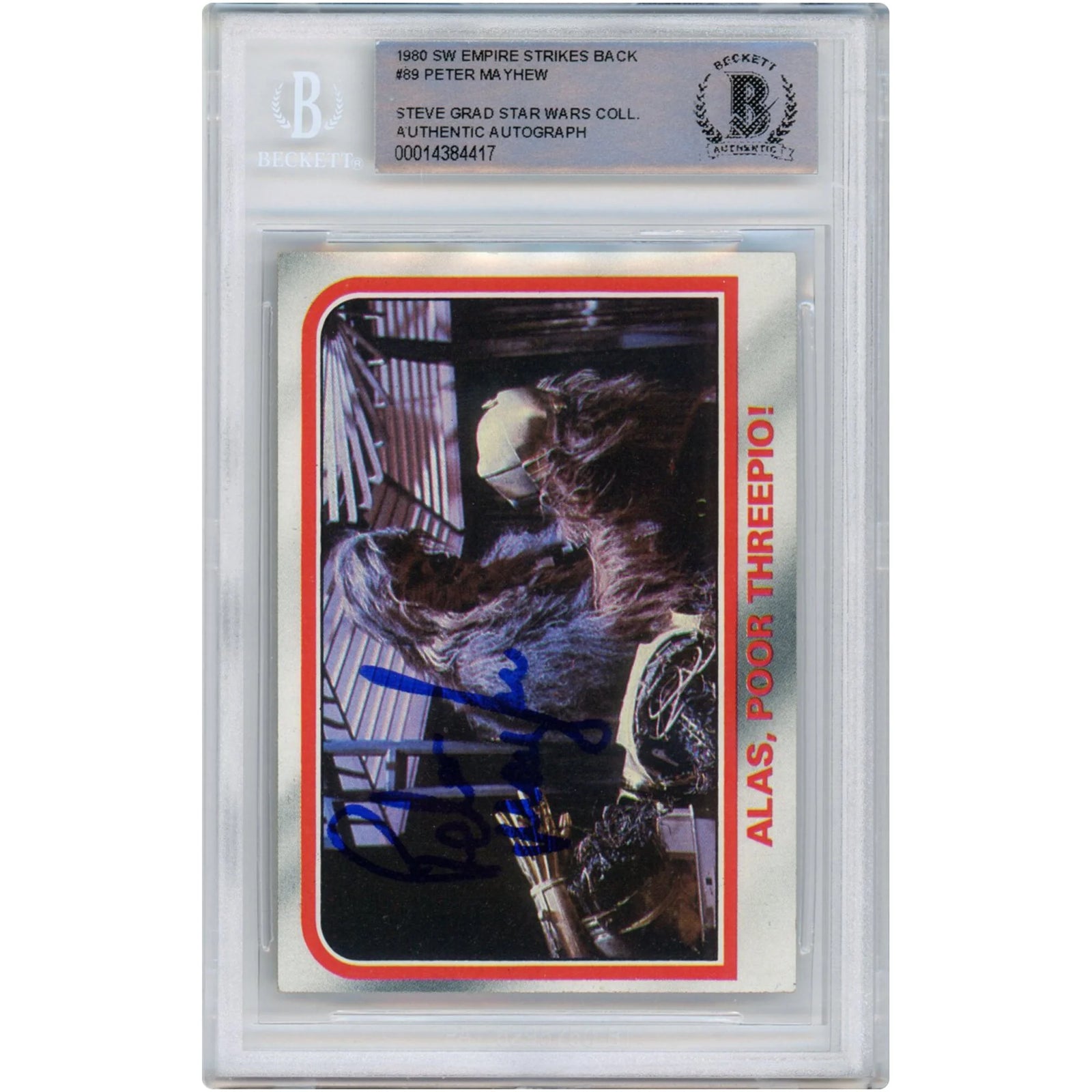 Peter Mayhew Signed 1980 Topps Empire Strikes Back Card #89 | BAS Authenticated