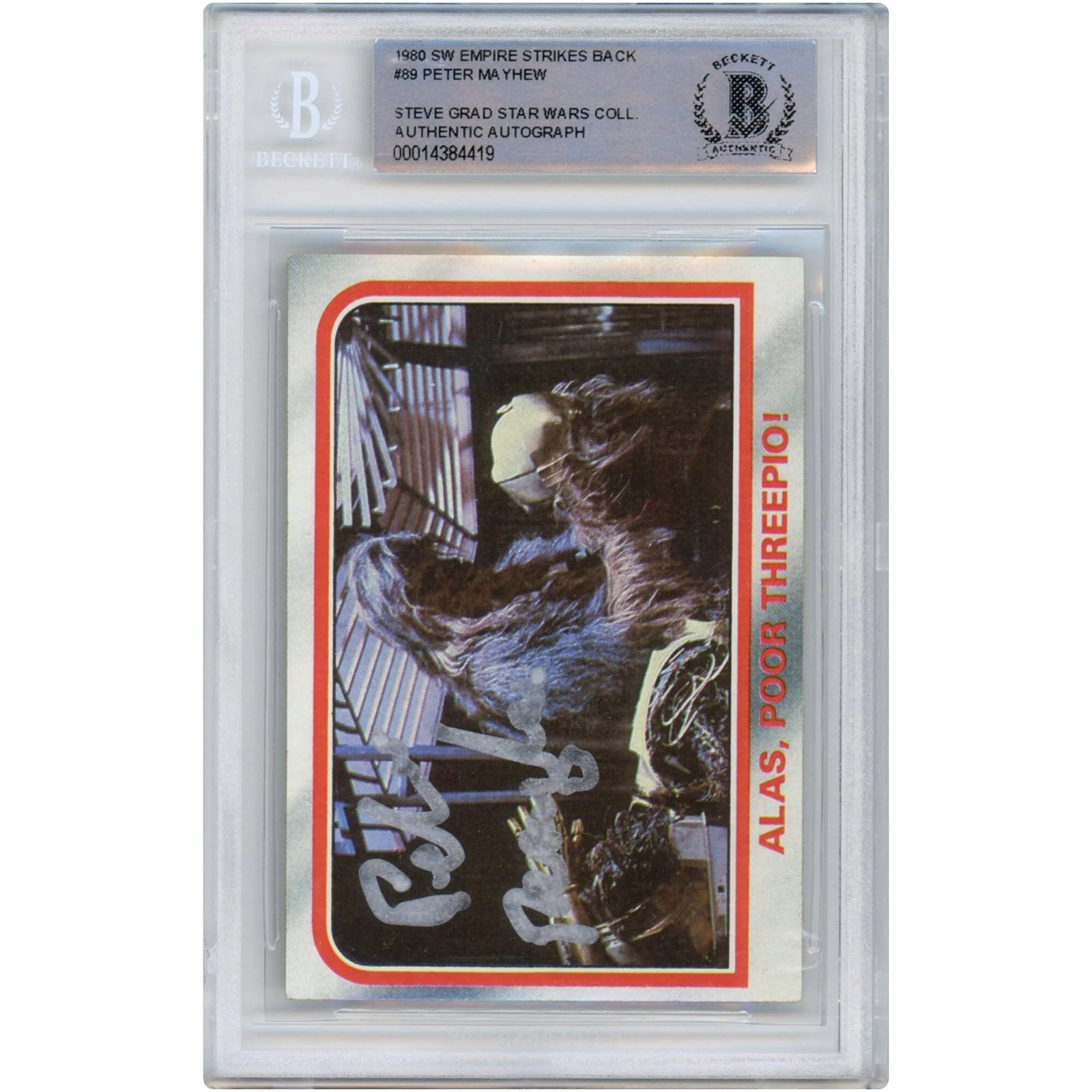 Peter Mayhew Signed 1980 Topps Empire Strikes Back Card #89 | BAS Authenticated