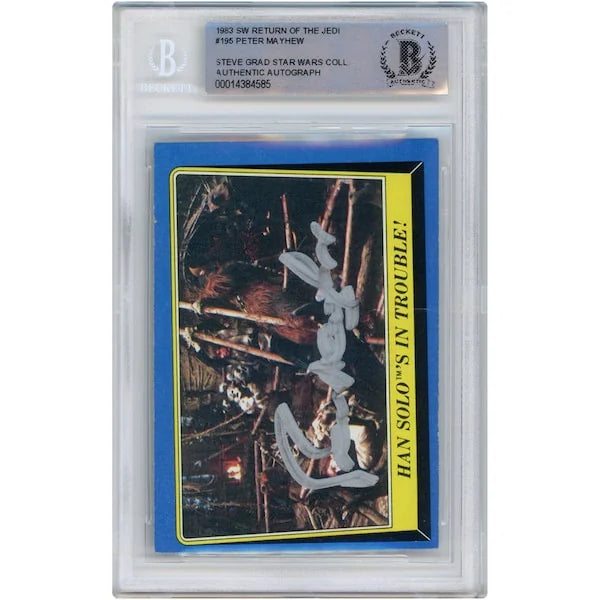Peter Mayhew Signed 1983 Topps Return of the Jedi #195 | BAS Authenticated