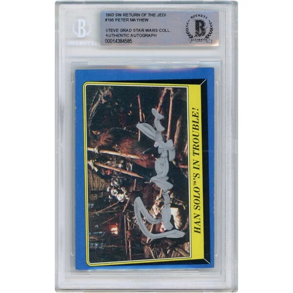 Peter Mayhew Signed 1983 Topps Return of the Jedi #195 | BAS Authenticated