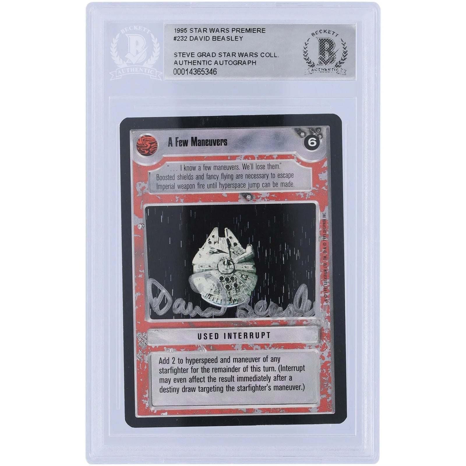 David Beasley Signed Star Wars 1995 CCG Premiere #232 | Beckett Authenticated