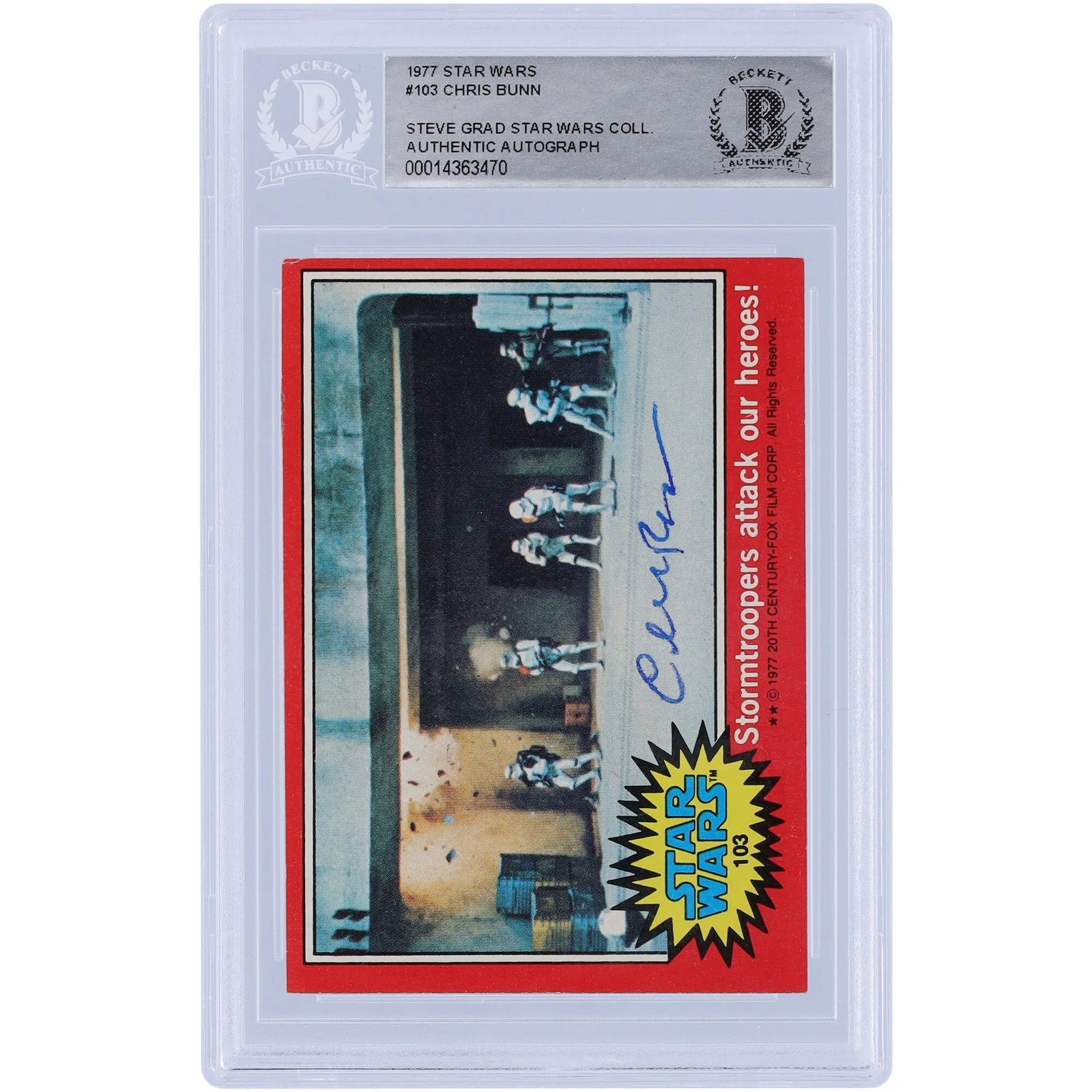 Chris Bunn Signed 1977 Topps Star Wars #103 Card | BAS Authenticated
