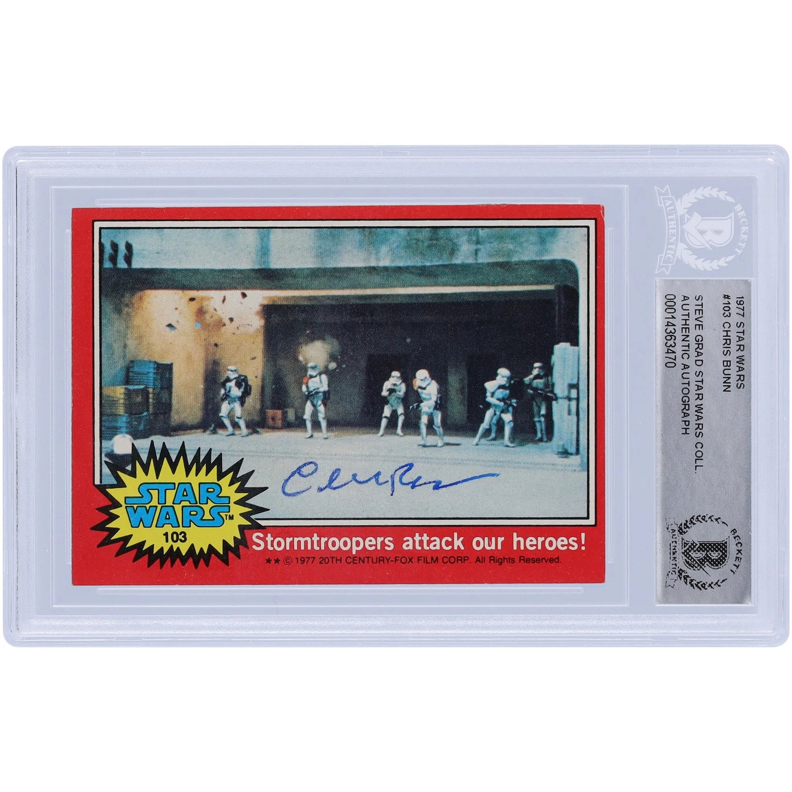 Chris Bunn Signed 1977 Topps Star Wars #103 Card | BAS Authenticated