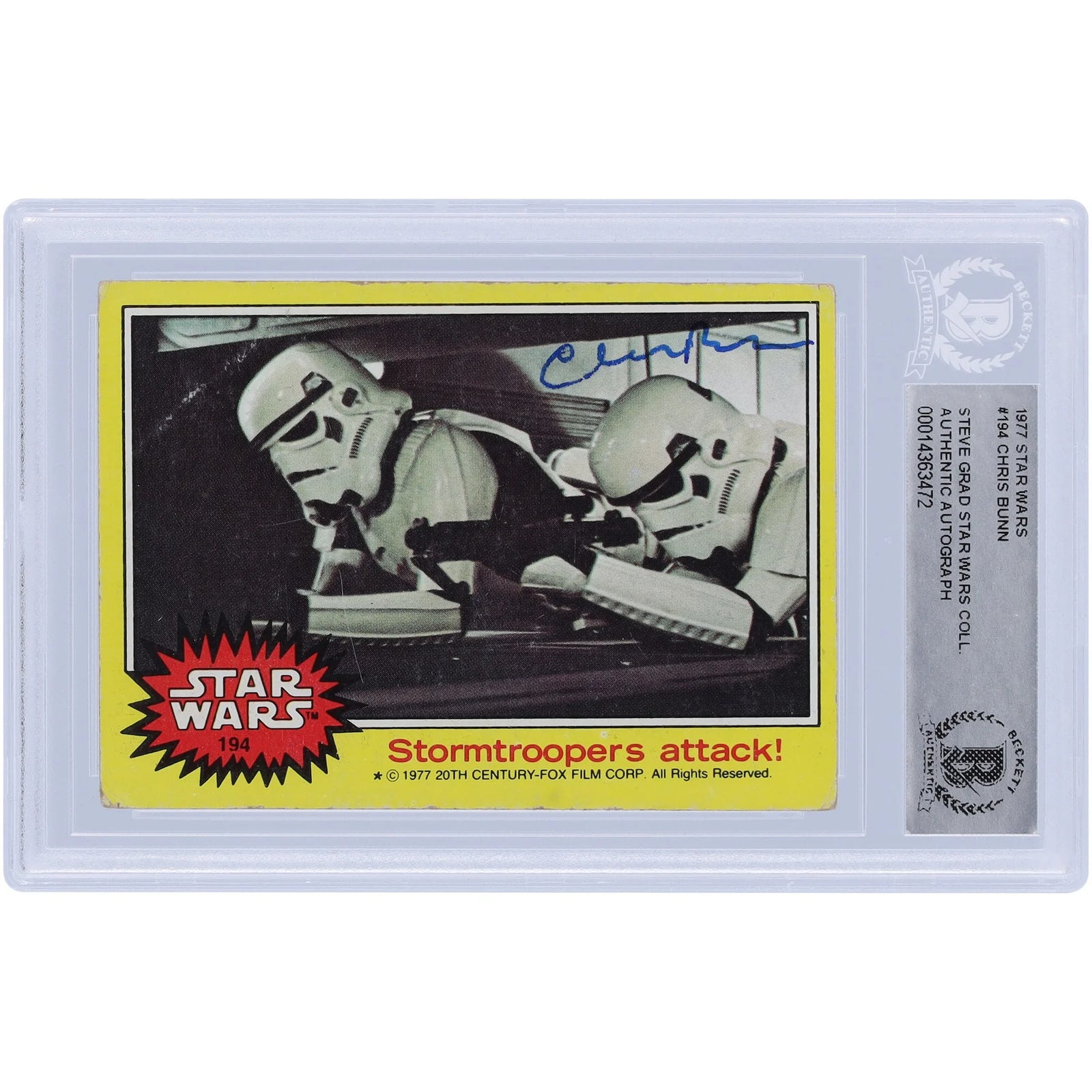Chris Bunn Signed 1977 Topps Star Wars #194 Card | BAS Authenticated