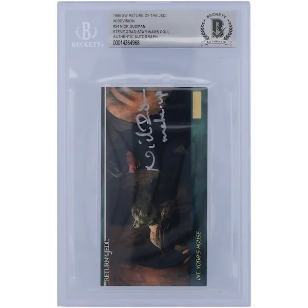 Nick Dudman Signed 1996 Topps Widevision #54 | Make Up Inscription
