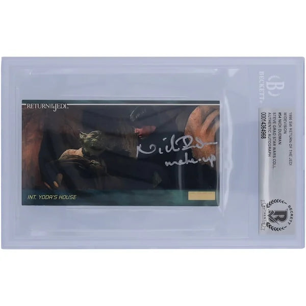 Nick Dudman Signed 1996 Topps Widevision #54 | Make Up Inscription