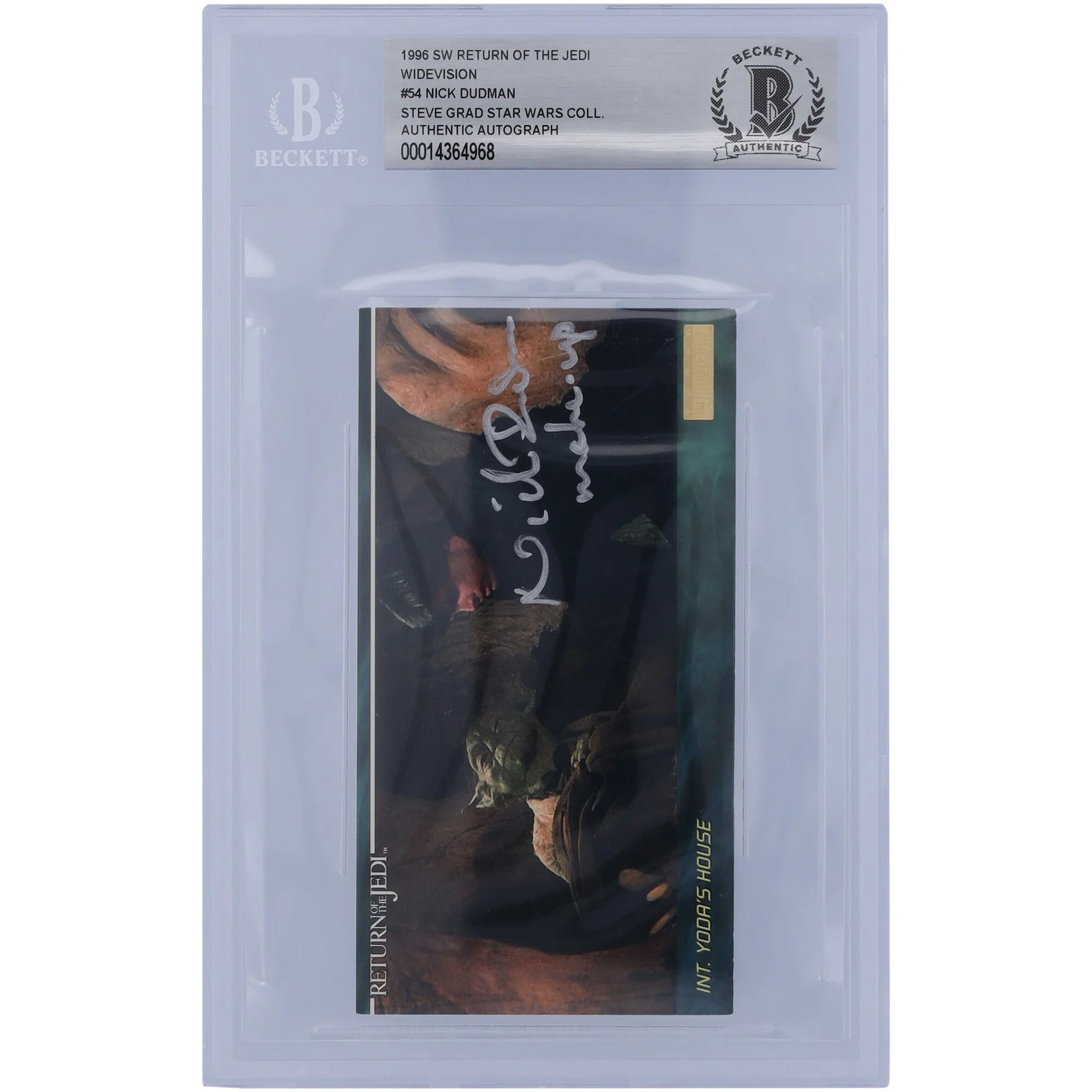 Nick Dudman Signed 1996 Topps Widevision #54 | Make Up Inscription