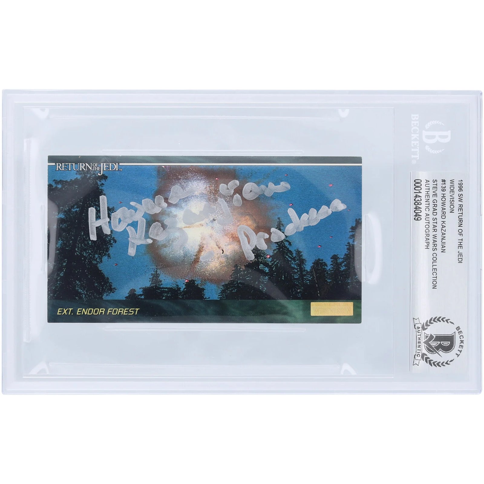 Howard Kazanjian Signed 1996 Topps Widevision #139 | Producer Inscription