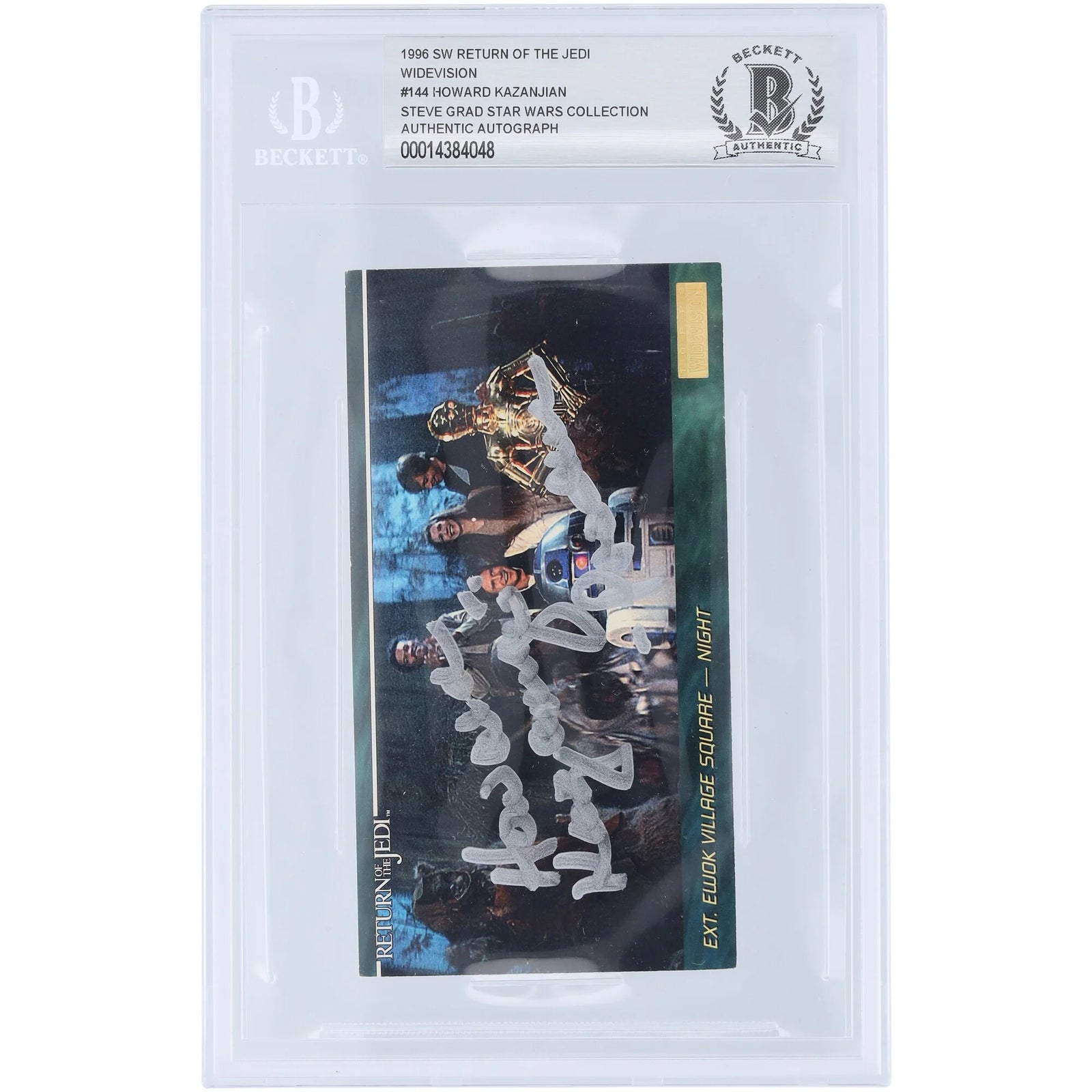 Howard Kazanjian Signed 1996 Topps Widevision #144 | Producer Inscription