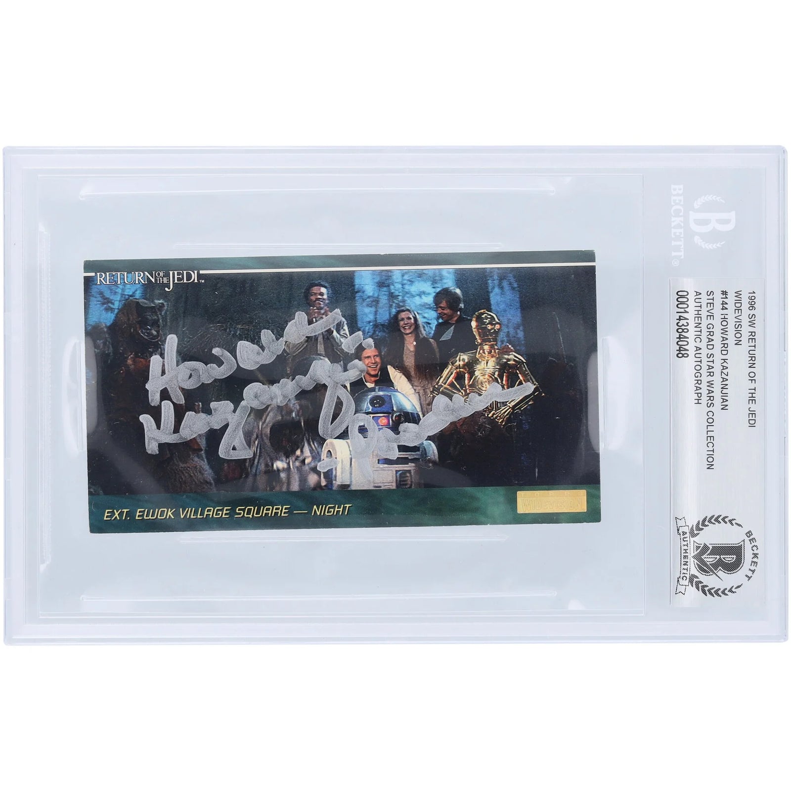 Howard Kazanjian Signed 1996 Topps Widevision #144 | Producer Inscription