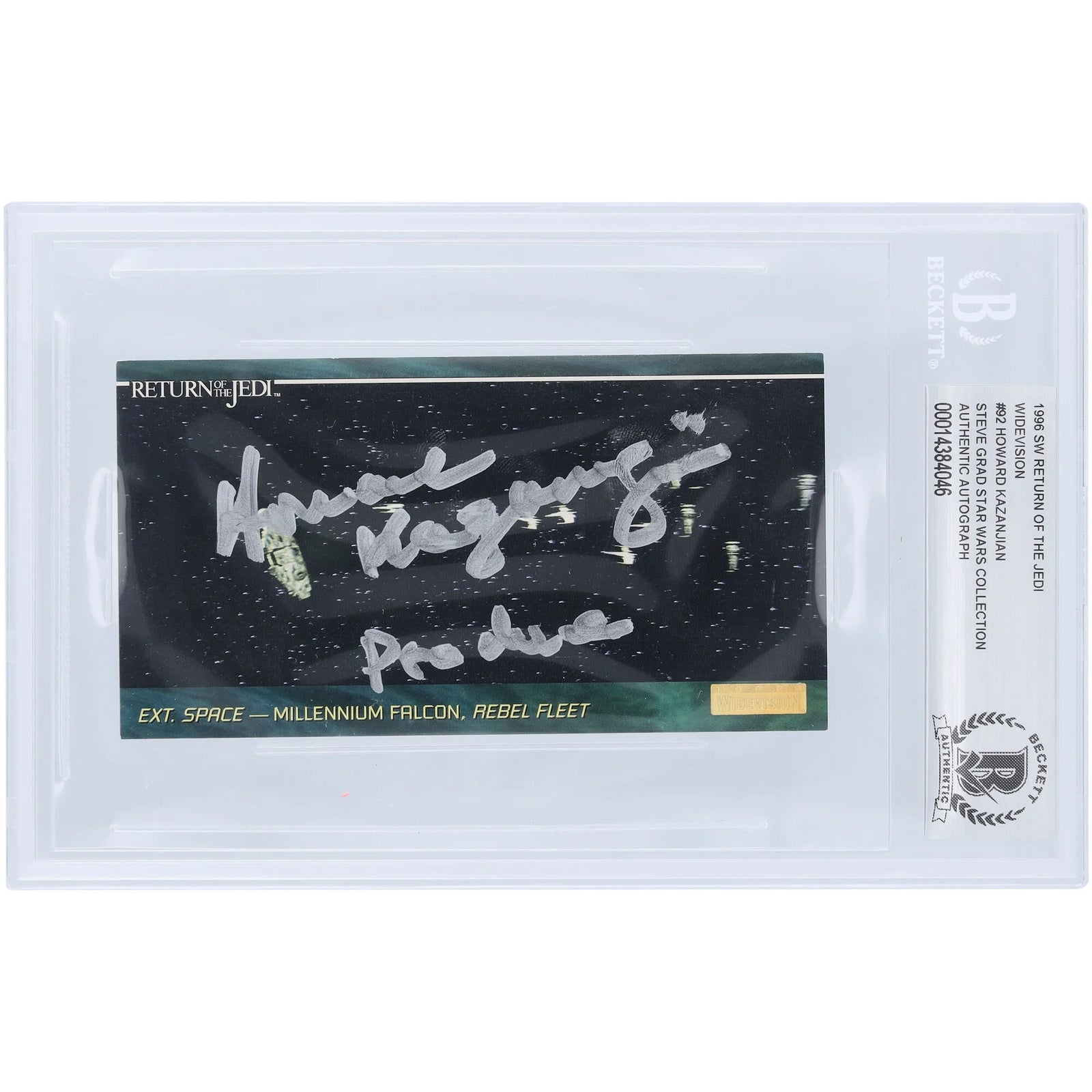 Howard Kazanjian Signed 1996 Topps Widevision #92 | Producer Inscription