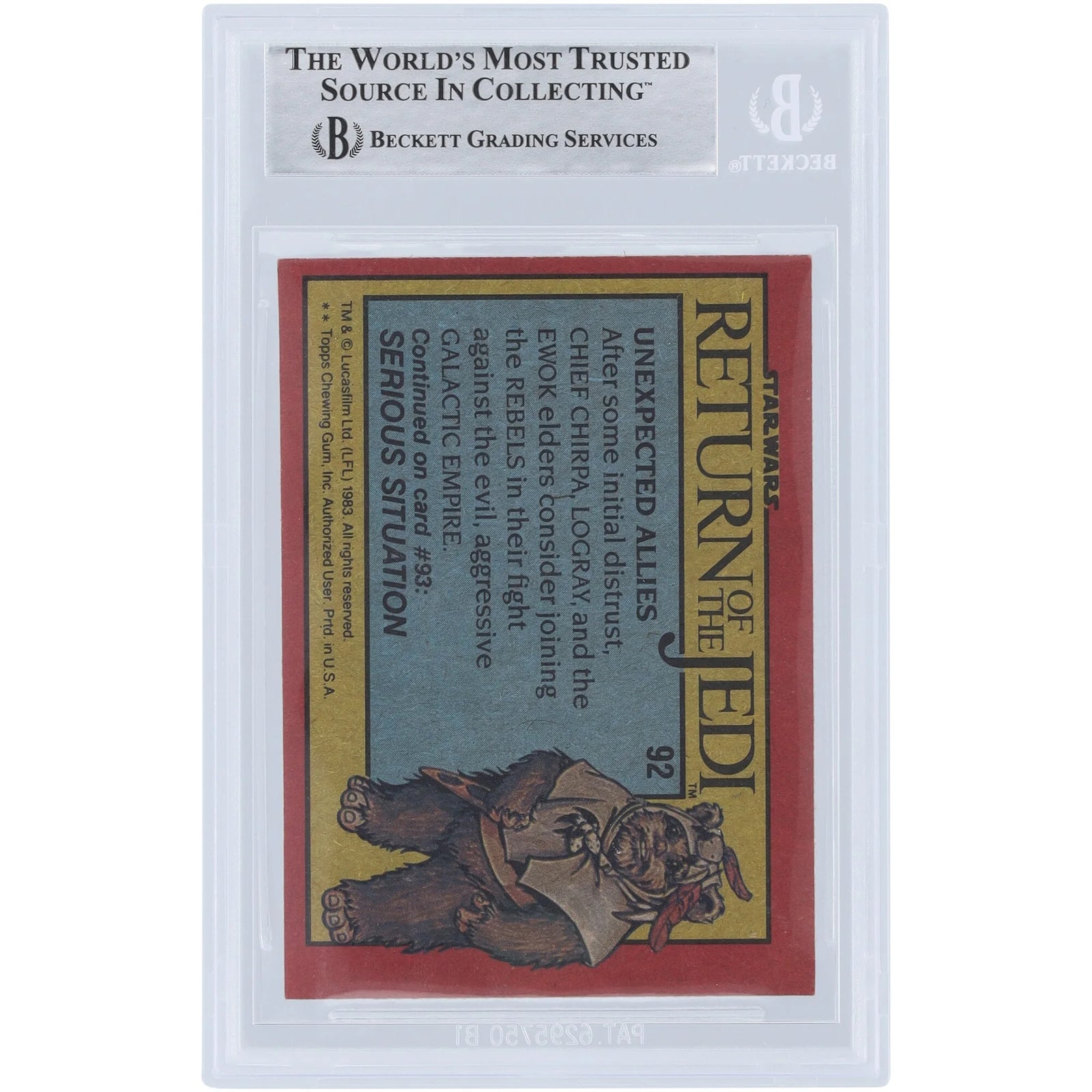 Ira Keeler Signed 1983 Topps Return of the Jedi #92 | BAS Authenticated