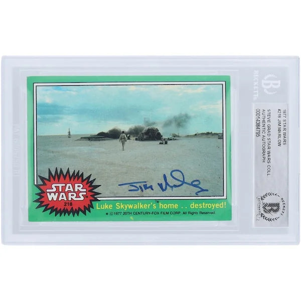 Jim Marlow Signed 1977 Topps Star Wars #218 Card | BAS Authenticated