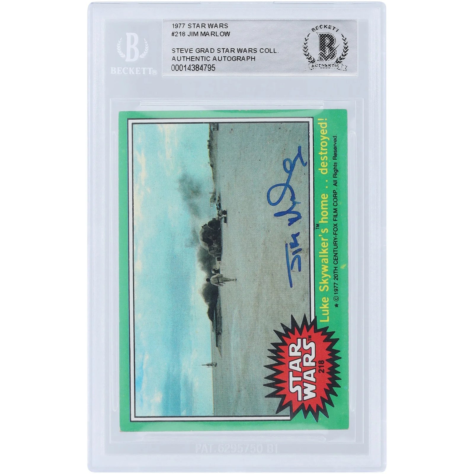 Jim Marlow Signed 1977 Topps Star Wars #218 Card | BAS Authenticated