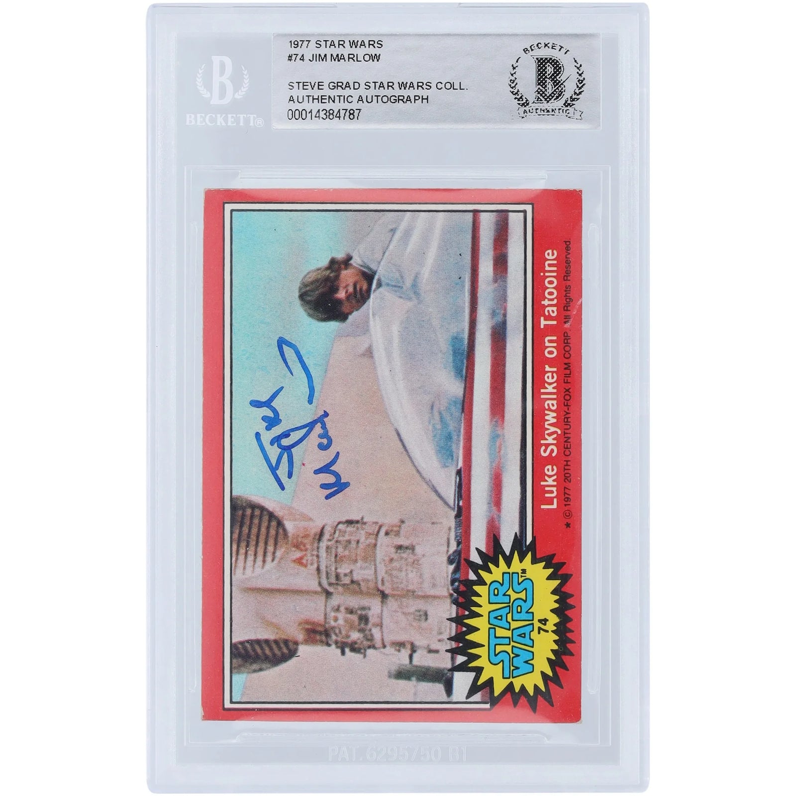 Jim Marlow Signed 1977 Topps Star Wars #74 Card | BAS Authenticated