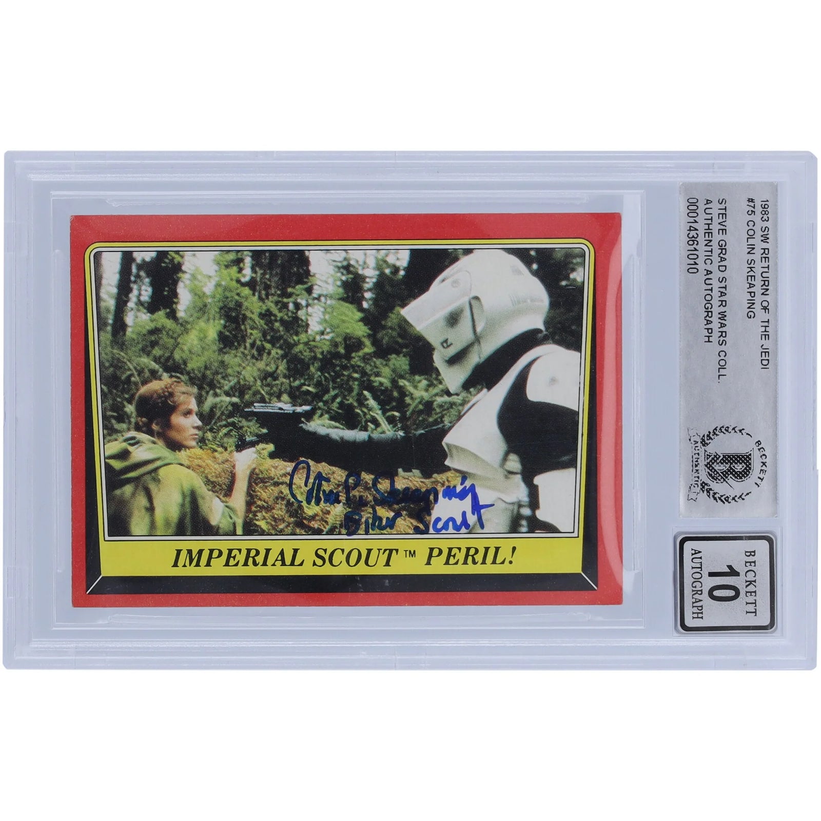 Colin Skeaping Signed 1983 Topps #75 Star Wars Card | Biker Scout Inscription