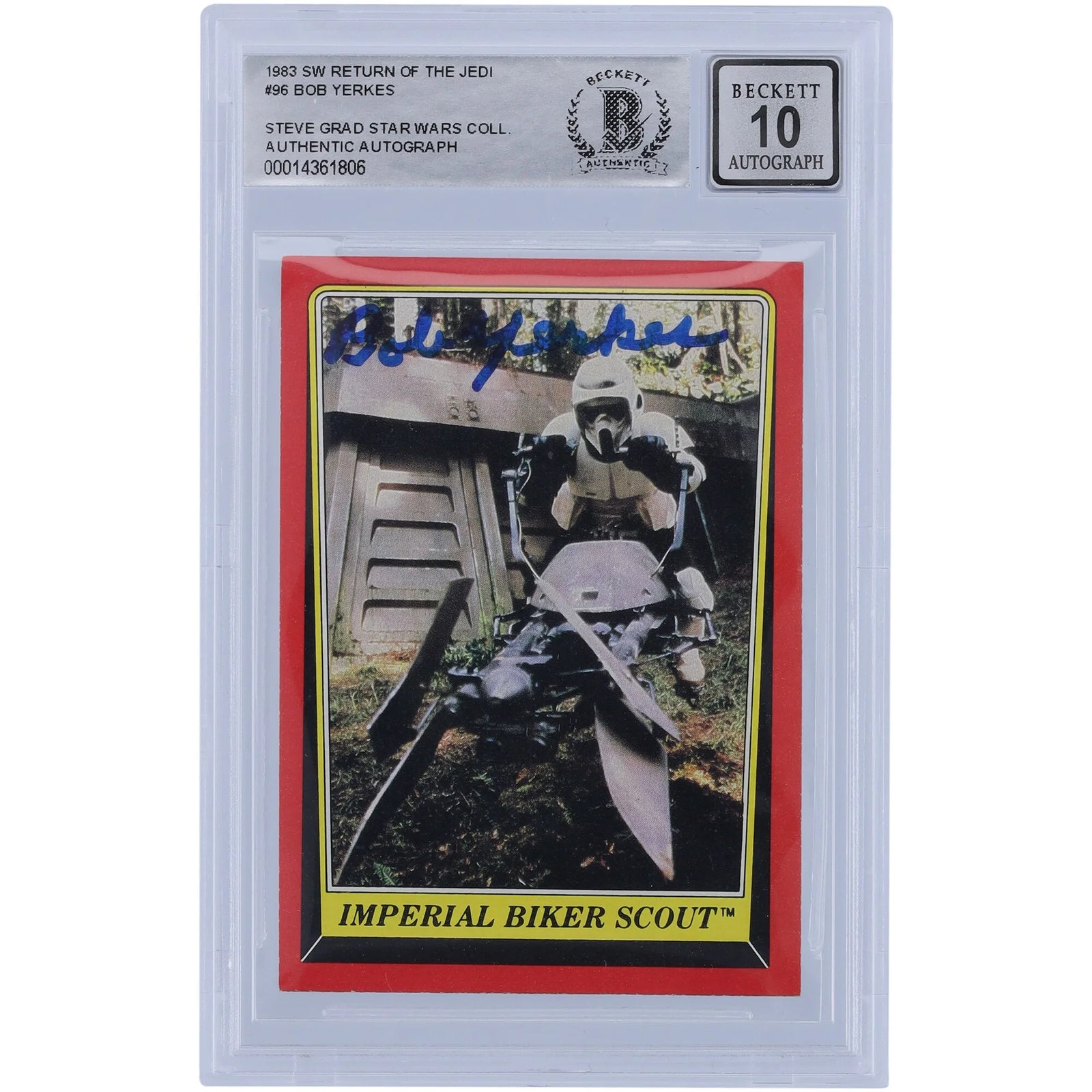Bob Yerkes Signed 1983 Topps Return of the Jedi #96 | BAS 10
