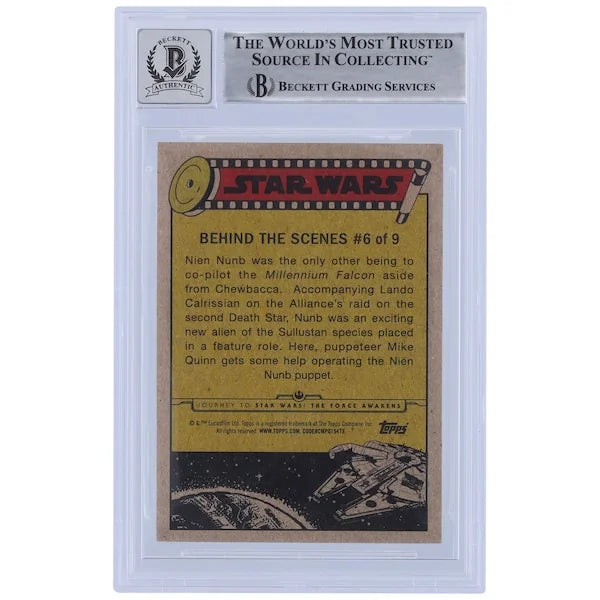 Kirk Thatcher Signed 2015 Topps Journey to the Force Awakens Card | BGS 10
