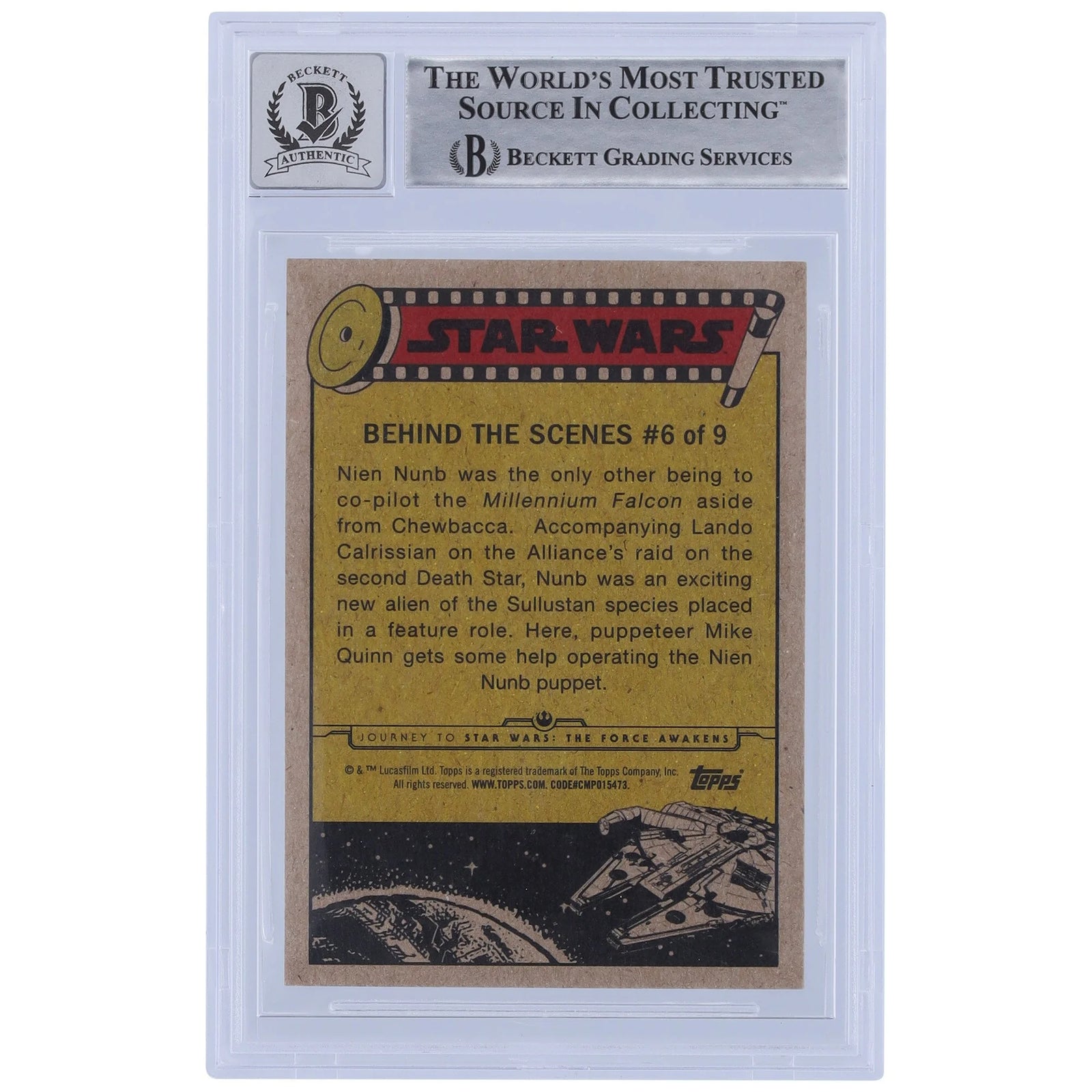 Kirk Thatcher Signed 2015 Topps Journey to the Force Awakens Card | BGS 10