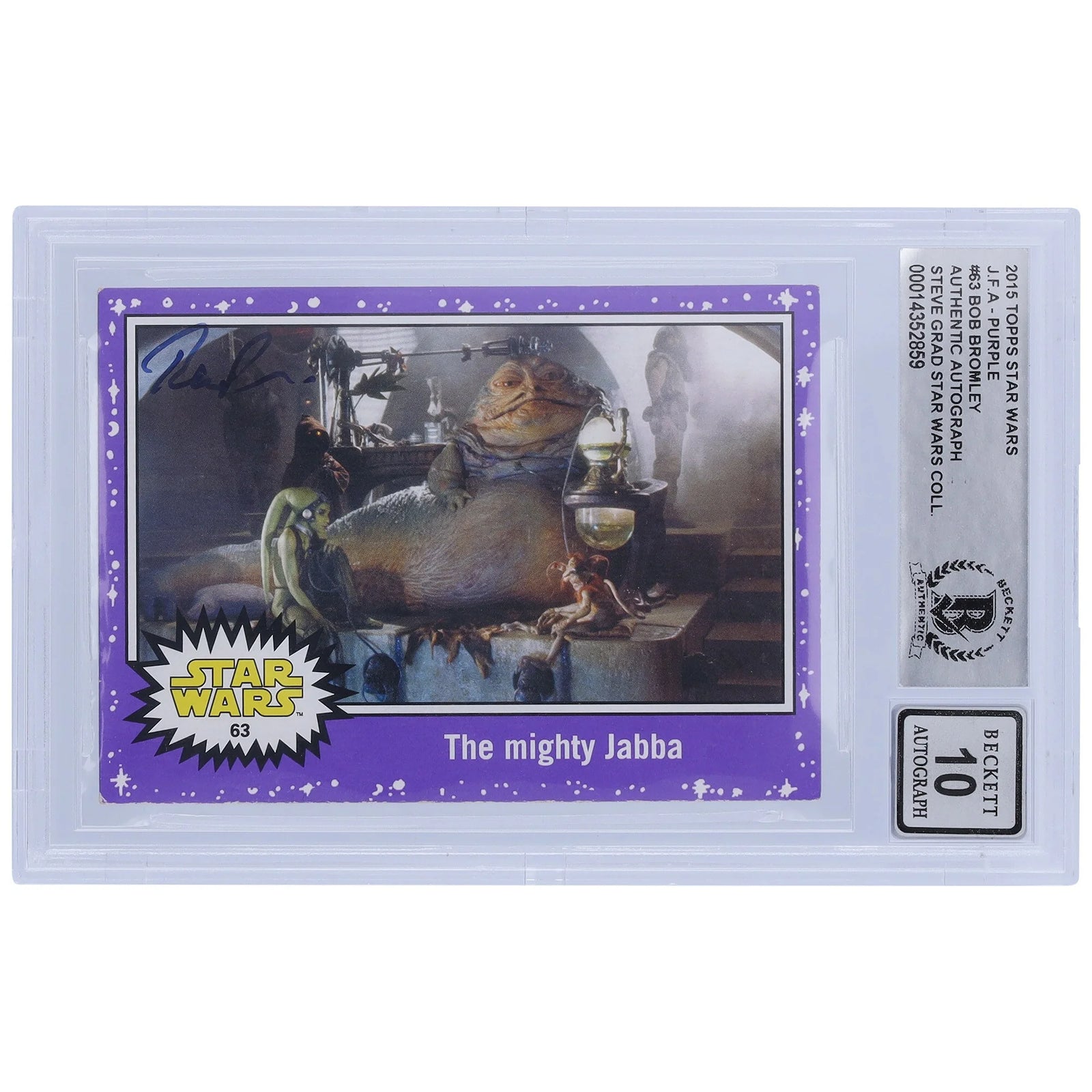 Bob Bromley Signed 2015 Topps Journey to the Force Awakens Purple #63 | BGS 10