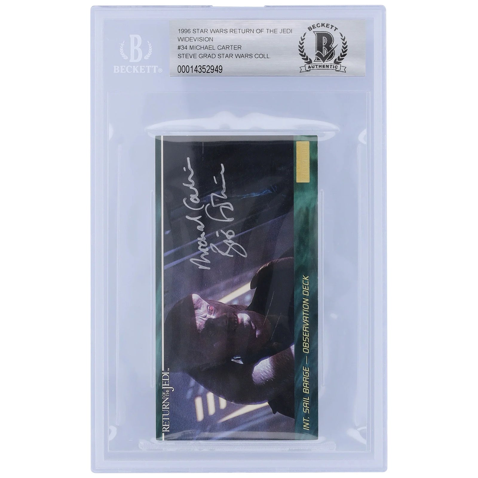 Michael Carter Signed 1996 Topps Return of the Jedi Widevision #34 | BGS 10