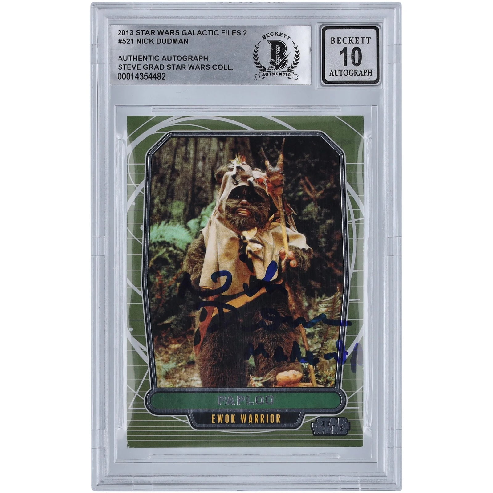 Nick Dudman Signed 2013 Topps Galactic Files 2 #521 | BGS 10