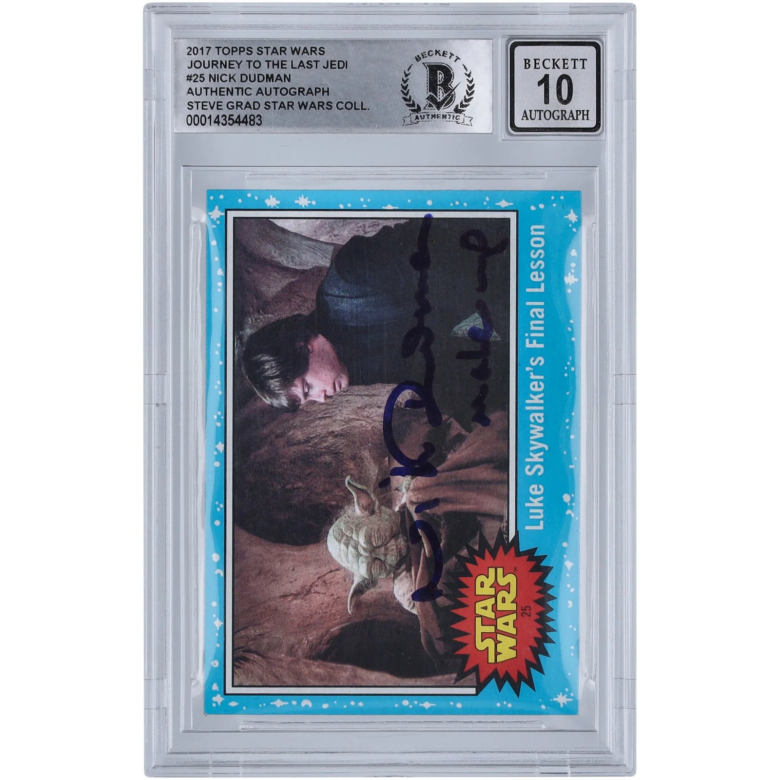 Nick Dudman Signed 2017 Topps Journey To The Last Jedi #25 Card | BGS 10
