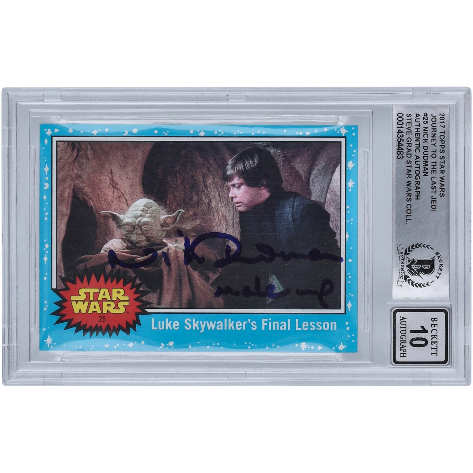 Nick Dudman Signed 2017 Topps Journey To The Last Jedi #25 Card | BGS 10