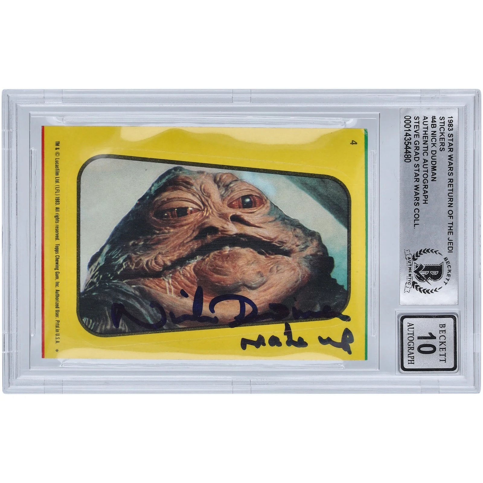 Nick Dudman Signed 1983 Topps Return of the Jedi Sticker #4B | BGS 10