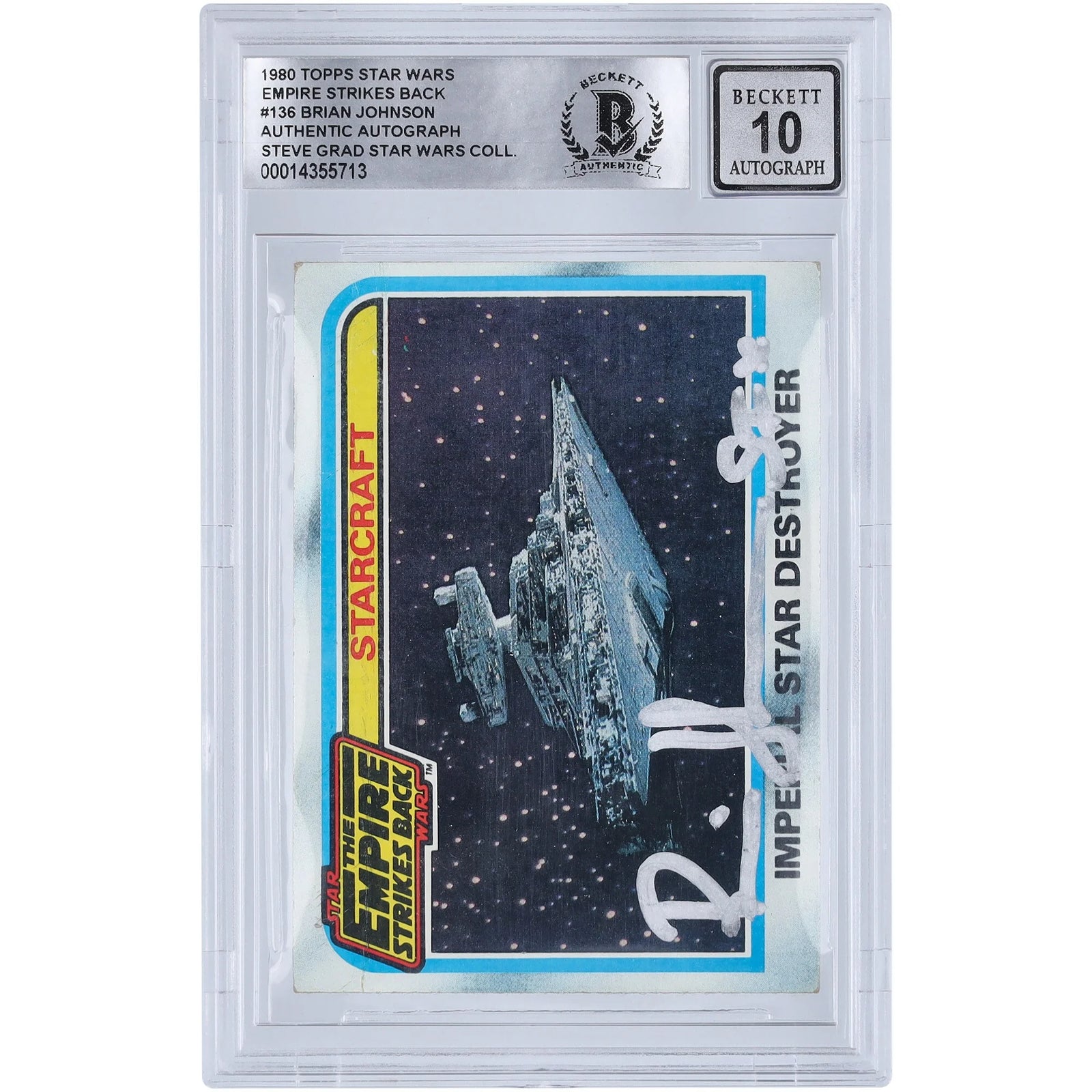 Brian Johnson Signed 1980 Topps Empire Strikes Back #136 Card | BGS 10
