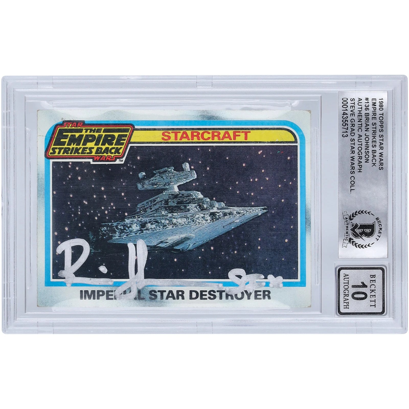 Brian Johnson Signed 1980 Topps Empire Strikes Back #136 Card | BGS 10