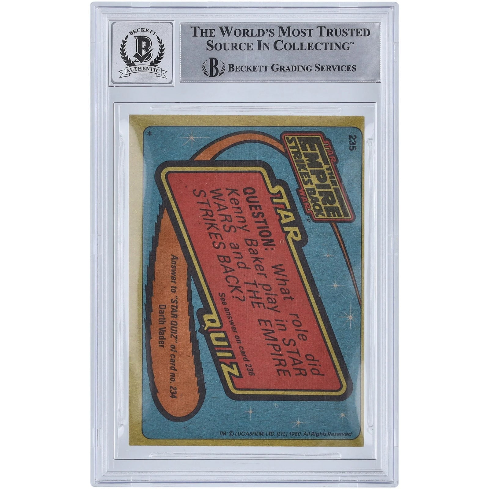 Brian Johnson Signed 1980 Topps Empire Strikes Back #235 Card | BGS 10