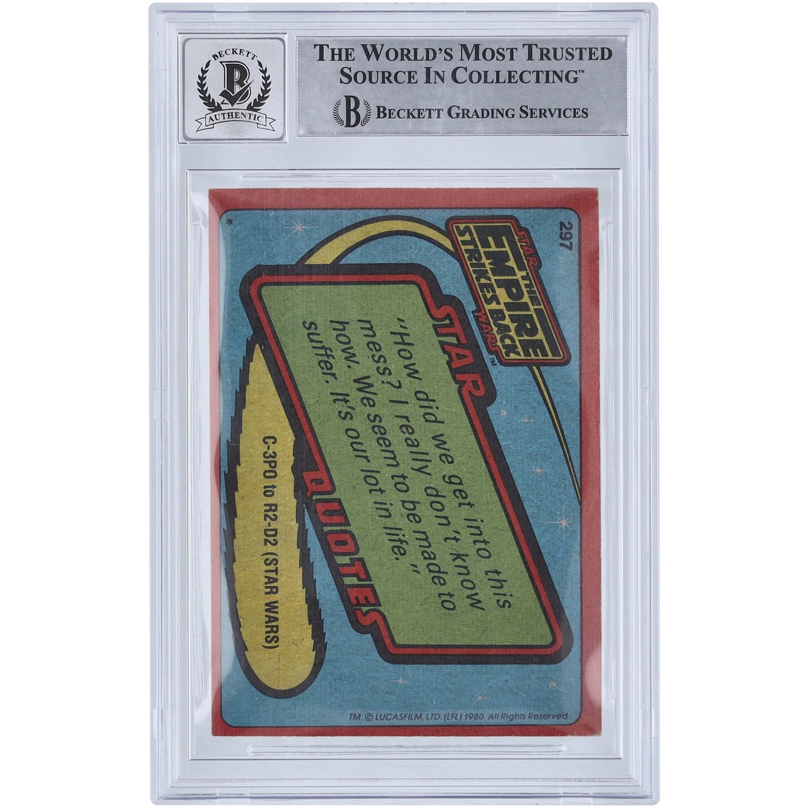 Brian Johnson Signed 1980 Topps Empire Strikes Back #297 Card | BGS 10