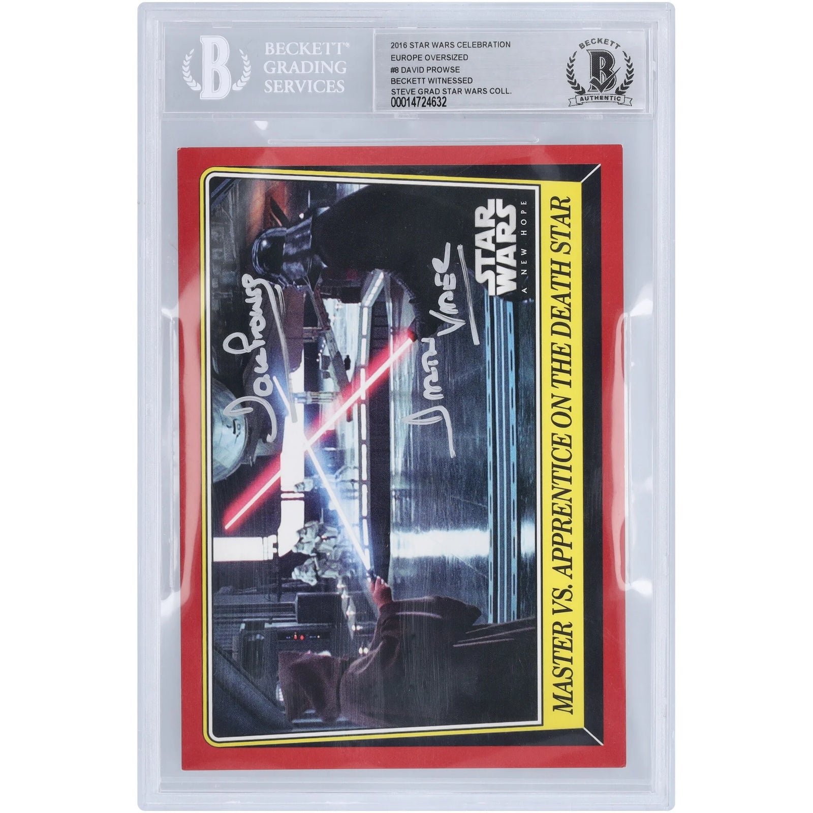 David Prowse Signed 2016 Topps Star Wars Celebration Europe #8 Card | Darth Vader Inscript