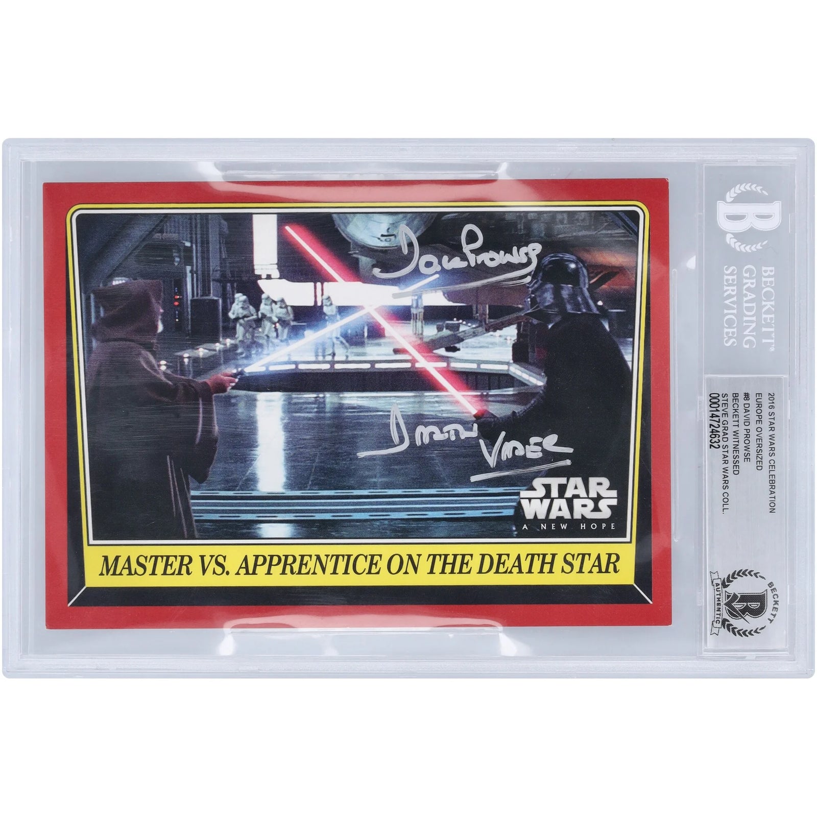 David Prowse Signed 2016 Topps Star Wars Celebration Europe #8 Card | Darth Vader Inscript