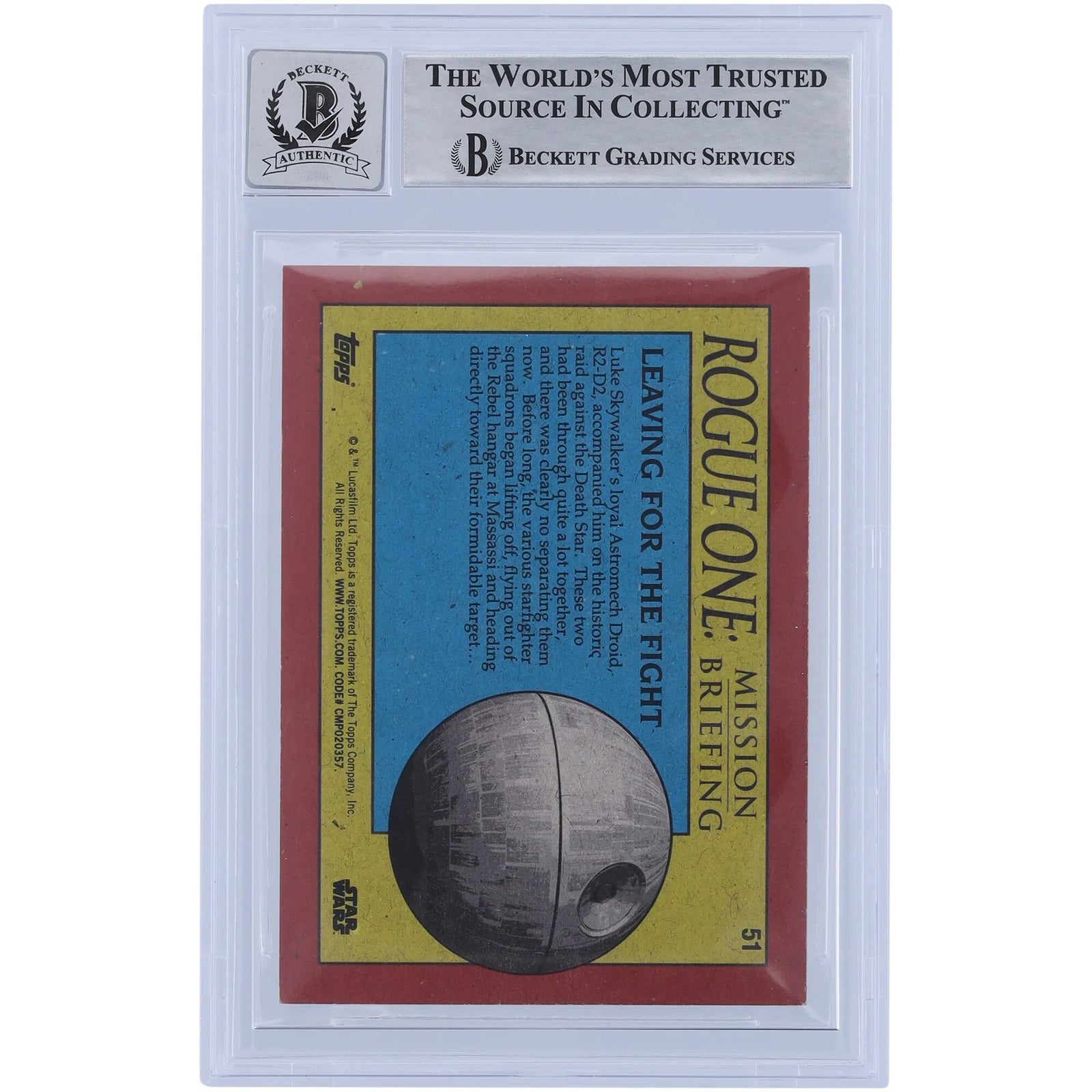 Lorne Peterson Signed 2016 Topps Rogue One #51 Card | BGS 10 Graded