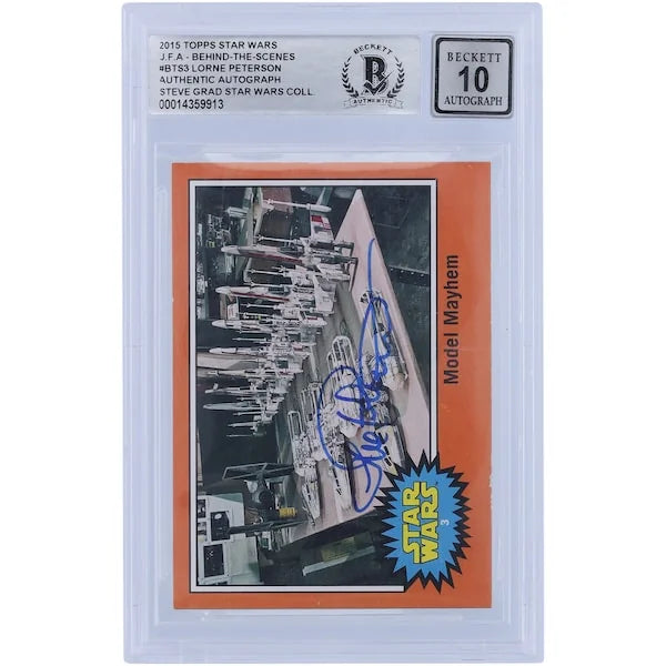 Lorne Peterson Signed 2015 Topps Journey to The Force Awakens #BTS3 | BGS 10