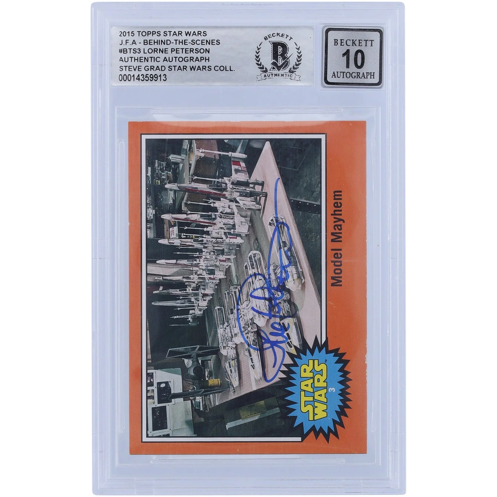 Lorne Peterson Signed 2015 Topps Journey to The Force Awakens #BTS3 | BGS 10