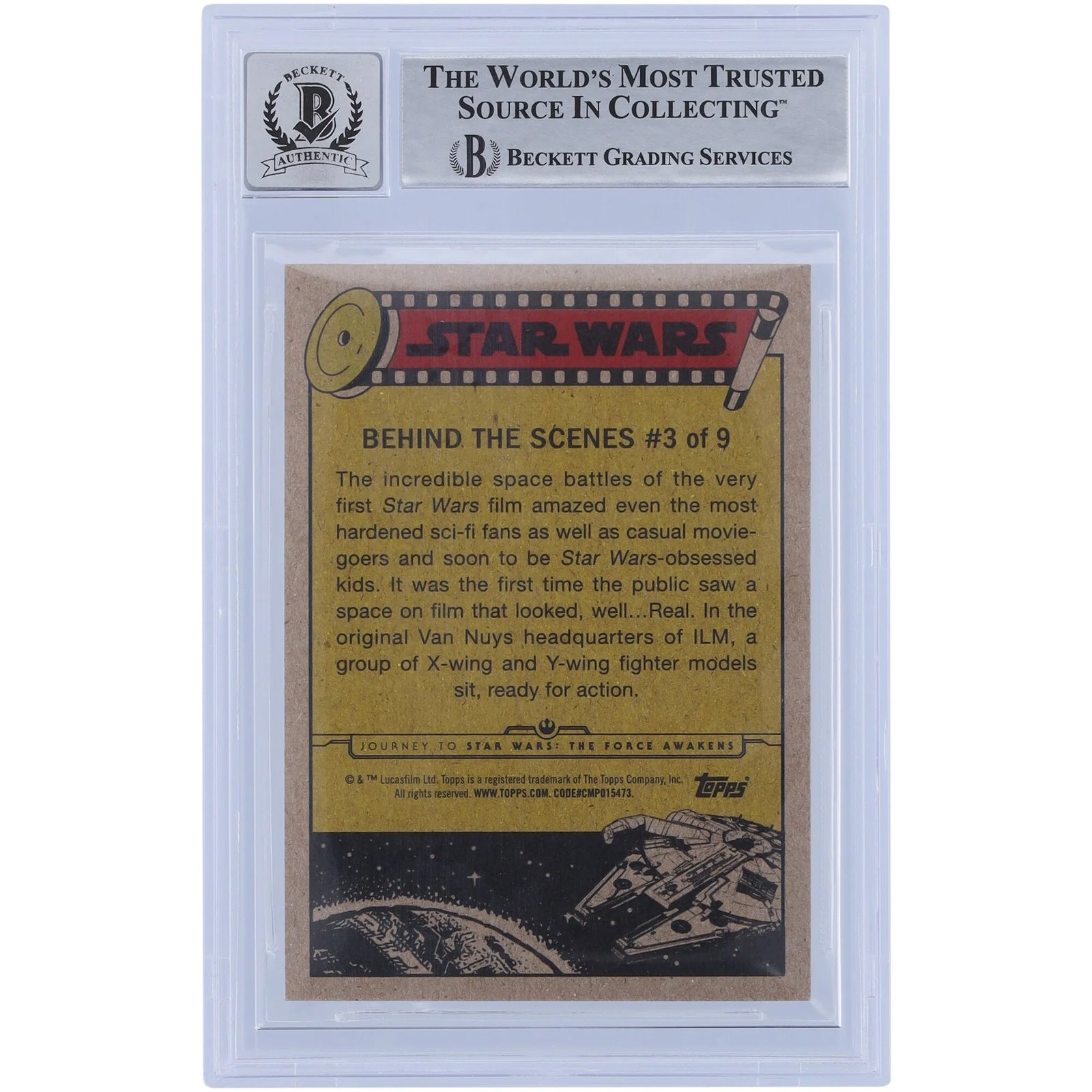 Lorne Peterson Signed 2015 Topps Journey to The Force Awakens #BTS3 | BGS 10