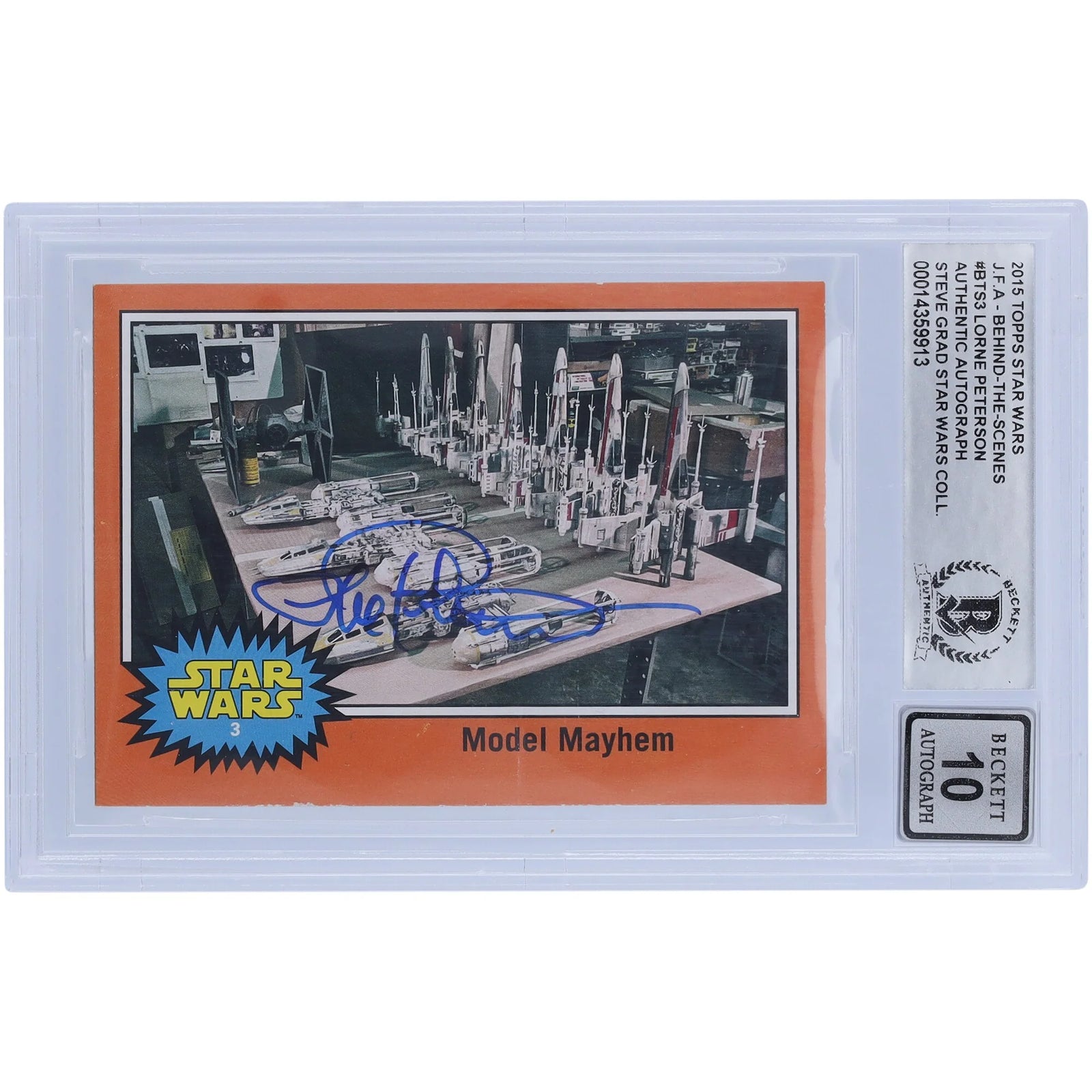Lorne Peterson Signed 2015 Topps Journey to The Force Awakens #BTS3 | BGS 10