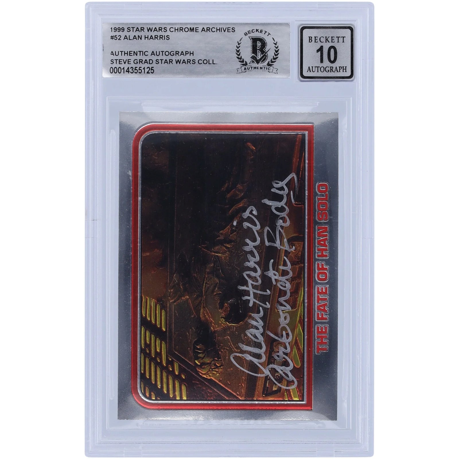 Alan Harris Signed 1999 Topps Chrome Archives #52 | BGS 10 Carbonite Body