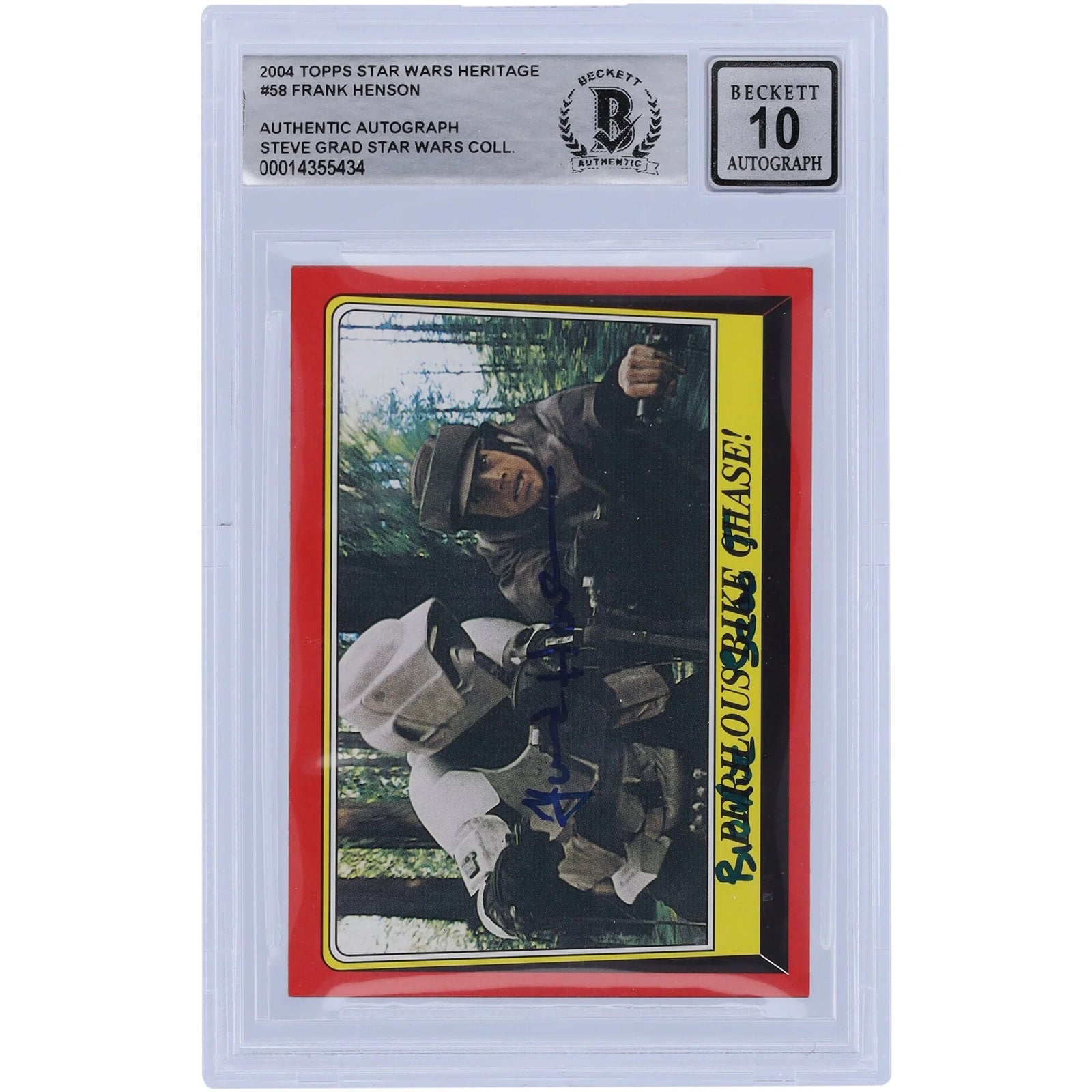 Frank Henson Signed 2004 Topps Heritage #58 Card | BGS 10 Biker Scout