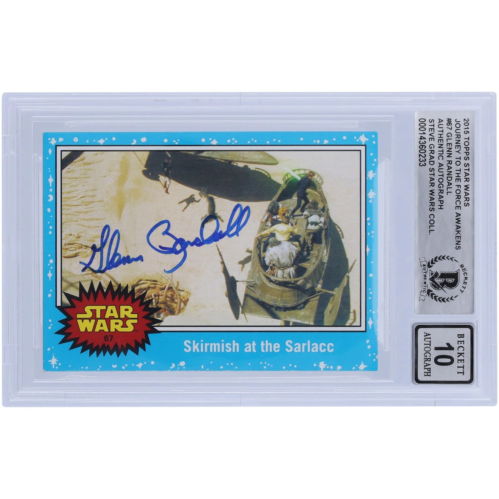 Glenn Randall Signed 2015 Star Wars Journey to the Force Awakens #67 Card | BGS Authentica
