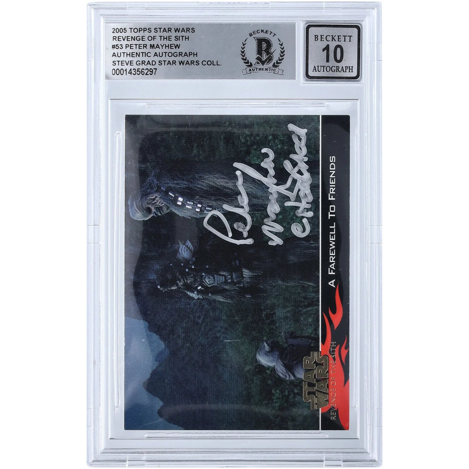 Peter Mayhew Signed 2005 Topps Revenge of the Sith #53 | BGS 10 Chewbacca