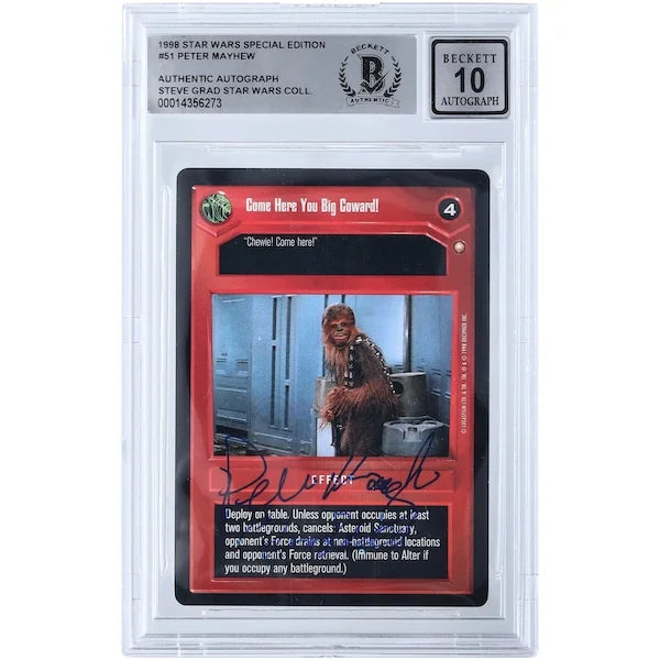 Peter Mayhew Signed 1998 Star Wars CCG #51 Card | Chewbacca Inscription