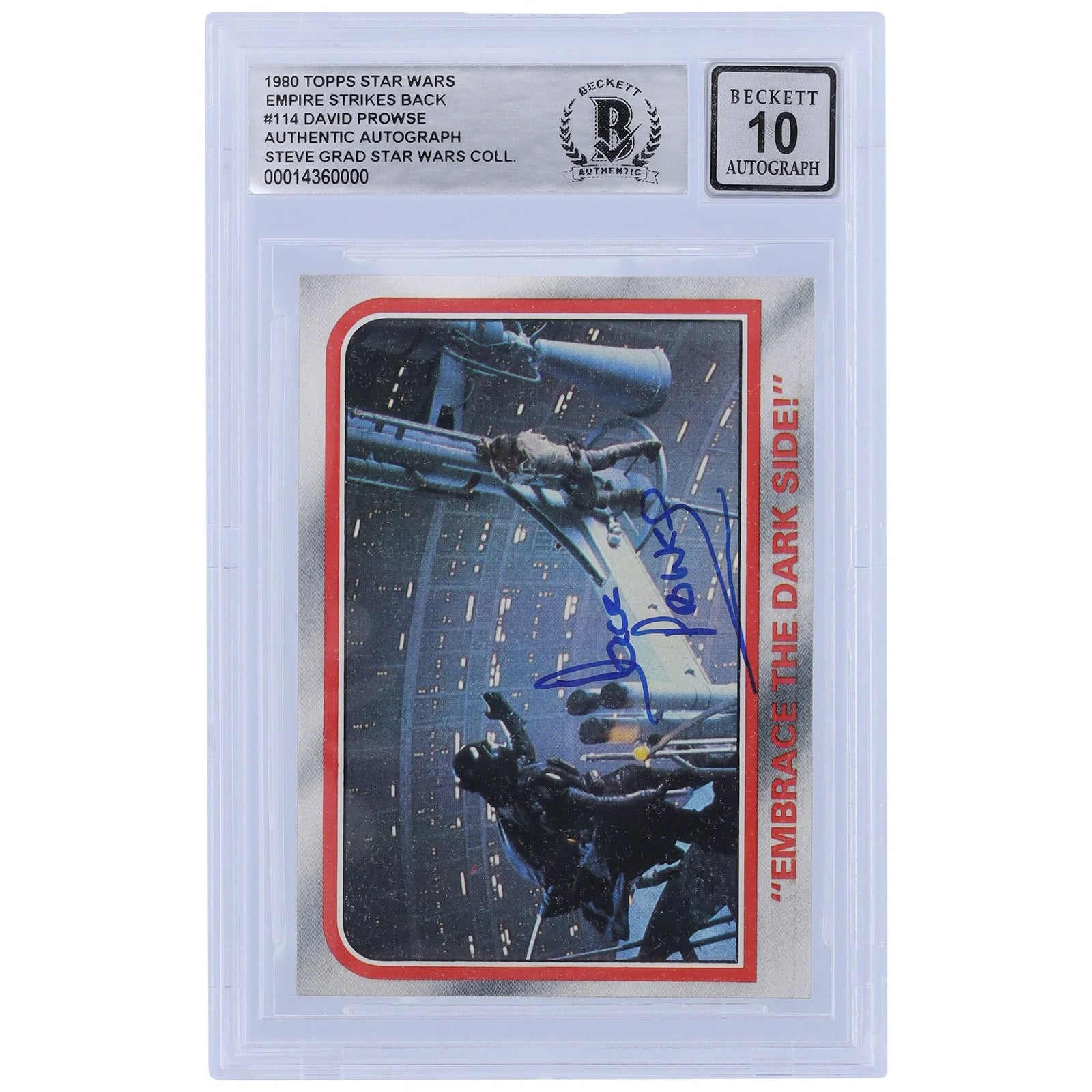 David Prowse Signed 1980 Topps Empire Strikes Back #114 | BGS 10