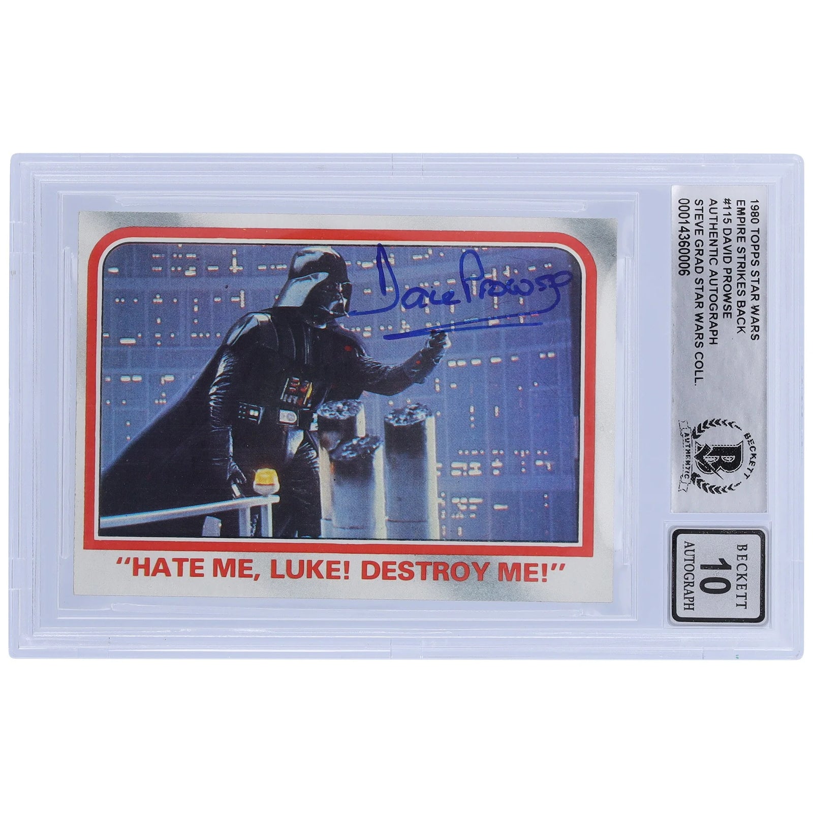 David Prowse Signed 1980 Topps Empire Strikes Back #115 | BGS 10