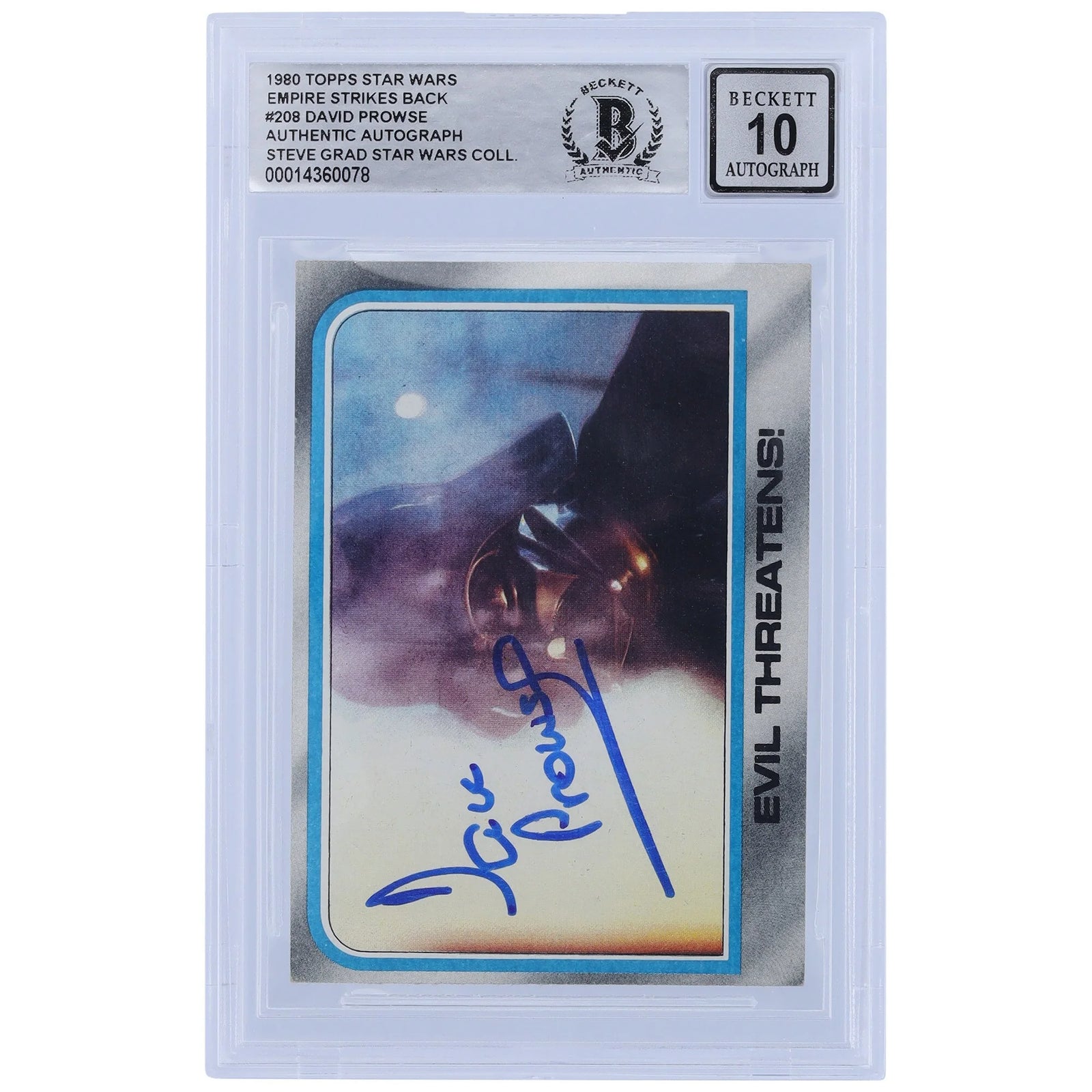 David Prowse Signed 1980 Topps Empire Strikes Back #208 Card | BGS Authenticated 10