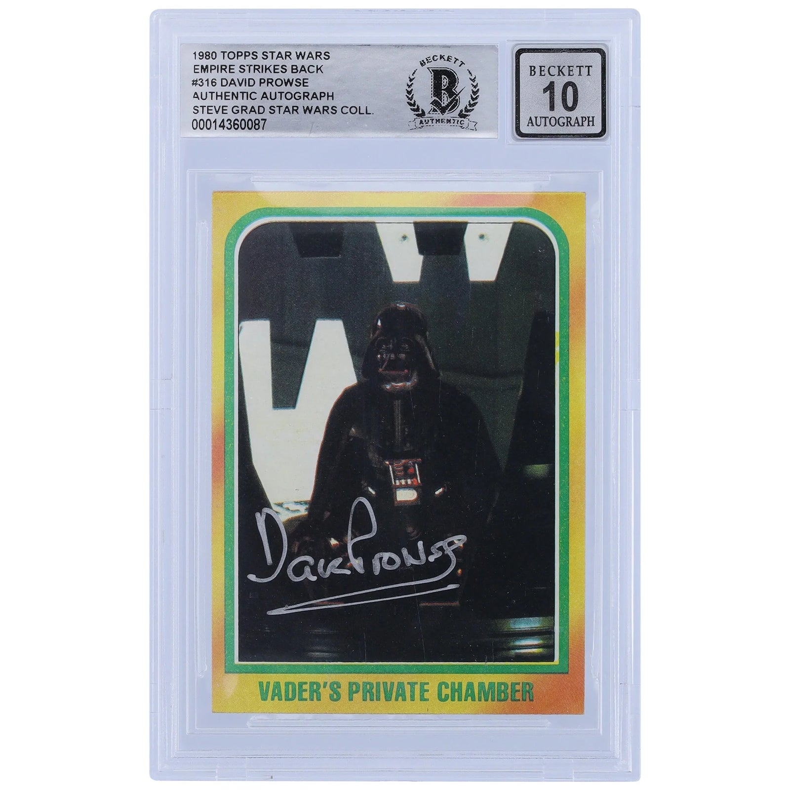 David Prowse Signed 1980 Topps Empire Strikes Back #316 | BGS 10