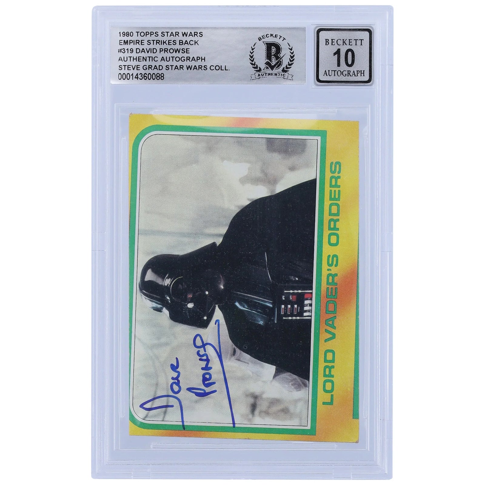 David Prowse Signed 1980 Topps Empire Strikes Back #319 | BGS 10